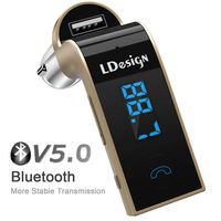 LDesign FM Transmitter, Bluetooth Wireless in-Car FM Radio Adapter Car Kit with Hand Free Call | Stereo 4 Modes Music Play | TF Card &U-Disk Reading Applicable for All Smart Phones -Gold