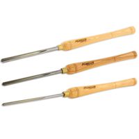 Hurricane Turning Tools, Woodturning Three Piece Bowl Gouge Set, 1/4 Inches Flute, 3/8 Inches Flute, and 1/2 Inches Flute, High Speed Steel