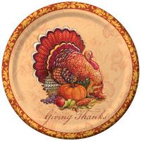 Creative Converting 416883 8 Count Paper Dessert Plates, Festive Fare, Tan/Orange