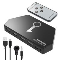 HDMI Switch 4K with Remote Aluminum HDMI Splitter HDMI Switch 3 in 1 Out, Supports 4K×2K@30Hz 3D HD1080P, HDMI Switcher