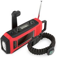 Horizons Tec HT-747 Emergency NOAA Weather Radio. Solar & Hand Crank Powered, Mobile Cell Phone Charger & Led Flashlight. Paracord Survival Kit Bracelet Magnesium Flint Fire Starter Compass Whistle