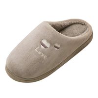 Wadonerful Women Mens Plush Slippers Couples Winter Warm Non-Slip Home Slippers Indoor Shoes Memory Foam Cotton Slipper (9.5-10, Coffee)