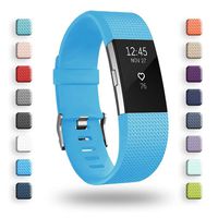 POY Replacement Bands Compatible for Fitbit Charge 2, Classic Edition Adjustable Sport Wristbands, Large Cerulean