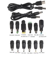 Onite DC Famale 5.5x2.1mm jack to 12 Plugs / Connectors with 2 Male to Male Cables: 5.5X2.1mm to 5.5X2.1mm, USB 2.0 to 5.5X2.1mm for Notebook Laptop AC Power Charger Adapter (12 tips +2 cables)
