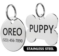 Dr. Fremont's Stainless Steel Pet ID Tag Custom for Dog Cat Personalized | Many Shapes and Sizes to Choose from