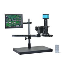 Aihome 14MP HDMI HD USB Digital Industry Video Microscope Camera Set+Big Boom Stand Universal bracket +180X C-MOUNT Lens+144 LED Light + 8" inch HDMI LCD Monitor (180X Zoon Lens)