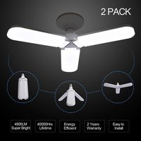 LED Garage Lights 4500LM LED Basement Lights 45W Led Shop Lights Deformable Led Garage Ceiling Lighting Daylight LED Light Bulbs Adjustable for Garage, Workshop, Workbench, Barn, Warehouse, 2 Pack