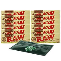 RAW Organic 1 1/4 Rolling Papers (12 Packs) with Leaf Lock Gear Smell Proof Pouch