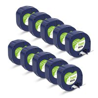 Replace DYMO 91330 LetraTag Labeling Refills Self-Adhesive Paper Tape Compatible with DYMO LetraTag Label Makers, Black Print on White, 1/2 Inch x 13 feet, 12mm x 4m, 10-Pack