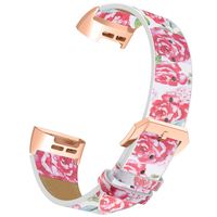 Simpeak Band Compatible with Fitbit Charge 3/Charge 3 SE, Women Men Slim Genuine Wristband Strap Replacement for Fitbit Charge 3/3 SE, Flower