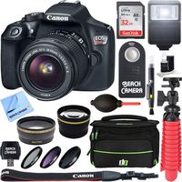 Canon EOS Rebel T6 Digital SLR Camera Wifi + EF-S 18-55mm IS STM Lens Kit + Accessory Bundle 32GB SDXC Memory + DSLR Photo Bag + Wide Angle Lens + 2x Telephoto Lens + Flash + Remote + Tripod & More