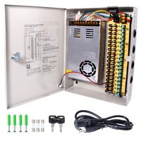 CCTV Power Supply 18CH Channel Port Box, LETOUR Distributed Power Supply Output 12V 30 Amp, for CCTV DVR Security System and Cameras