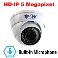 GW Security 5 Megapixel HD 1920P Network PoE 1080P Security Dome IP Camera Built-In Microphone, Audio Recording, Power Over Ethernet