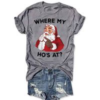 Winsummer Christmas Shirts for Women's Christmas Santa Claws Short Sleeve Round Neck T Shirt Funny Christmas Graphic Tee Tops