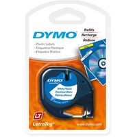DYMO 91331 LetraTag Labeling Tape for LetraTag Label Makers, Black Print on White Plastic Tape, 1/2'' W x 13' L, 1 Roll