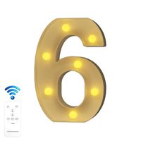 YOUZONE Newly Upgrade LED Letter Lights Marquee Alphabet Light Up Letters with Remote Control Timer Dimmable Battery Powered for Events Wedding Party Birthday Home Bar Decoration (RC-6)