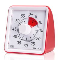 Secura 60-Minute Visual Timer, Classroom Countdown Clock, Silent Timer for Kids and Adults, Time Management Tool for Teaching (Red)
