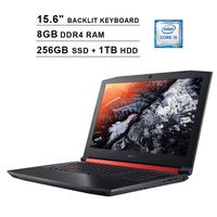 Acer Nitro 5 AN515 15.6-Inch FHD 1080P Gaming Laptop, Intel 4-Core i5-8300H up to 4.0 GHz, NVIDIA GTX 1050 Ti, 8GB DDR4 RAM, 256GB SSD (Boot) + 1TB HDD, HDMI, WiFi, Backlit KB, Win 10, Shale Black