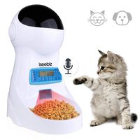Iseebiz Automatic Cat Feeder 3L Pet Food Dispenser Feeder for Medium and Large Cat Dog--4 Meal, Voice Recorder and Timer Programmable,Portion Control ...