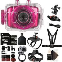 Vivitar DVR781HD HD Waterproof Action Video Camera Camcorder Pink with Ultimate Accessory Kit