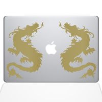 The Decal Guru Double Dragon MacBook Decal Vinyl Sticker - 12" MacBook - Gold (1055-MAC-12M-G)