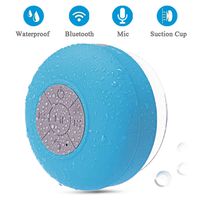 BONBON Shower Speaker Bluetooth Waterproof Water Resistant Handsfree Portable Wireless Shower Speaker,Build-in Microphone, Solid Suction Cup, 4 hrs Play Time,（Blue）