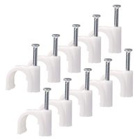 Round Cable Wire Clips - 10mm (Pack of 100) White Plastic Cable Circle Clips - Cable Management Electrical Ethernet Dish TV Speaker Wire Cord Tie Holder Single Coaxial Nail Clamps