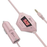 JETech Wireless FM Transmitter Radio Car Kit for Smart Phones Bundle with 3.5mm Audio Plug and Car Charger (Rose)