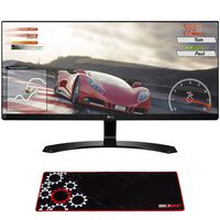 LG 34" UltraWide IPS FreeSync LED Monitor 2560 x 1080 21:9 (34UM60-P) with Deco Gear Large Extended Pro Gaming Mouse Pad Water Resistant Non-Slip (12" x 32")