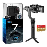 GoPro HERO7 Black - Bundle with 3-Axis Handheld Gimbal Stabilizer + 32Gb Memory Card