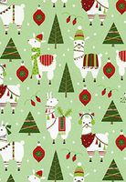 Dolly Llama Christmas Holiday Gift Wrap Rolled - 24" x 15'