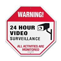 Video Surveillance Sign with Rust Fee 40 Mil Thick Aluminum, 12x12 Inch UV Printed for Fake Camera and Indoor Outdoor Wireless Camera System Home Security Signs