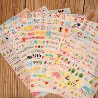 Kicode 6 Sheets Cute Cartoon Stickers Decorative Scrapbooking Diary Album Sticker Adhesive