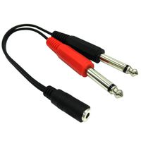 COMeap 3.5mm (Mini) 1/8" TRS Stereo Female to 2X 6.35mm 1/4" Mono TS Male Y-Splitter Cable 8-inch/20cm