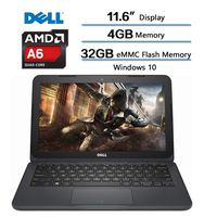 Dell Inspiron 11.6 inch Laptop, AMD A6-9220e 11.6in HD Display, 4GB DDR4 SDRAM, 32GB eMMC Flash Memory, Win 10 (Renewed)