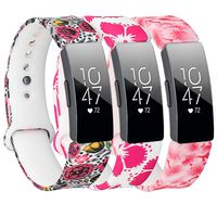 Baaletc Bands Compatible with Fitbit Inspire Hr&Inspire&Ace 2 Accessories Band Sport Strap Inspire Hr Bands for Women(Rose/Safflower/Peach Flower 3Pack Small)