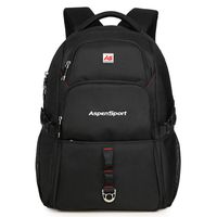 ASPENSPORT Lightweight Laptop Backpack Fit 17 Inch Computer Durable College Students Book Bag Water Repellent Business Travel Hiking Daypack Large 36L Black