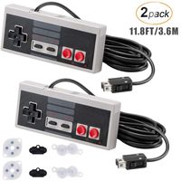 NES Classic Controller for Nintendo Classic Mini Edition, AGPTEK 11.8FT Long Cable 2 Pack Classic Mini Controllers with 2 Set Conductive Adhesive Pads Replacement
