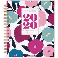 AT-A-GLANCE 2020 Weekly & Monthly Planner, 8-3/4" x 7", Medium, Hardcover, Badge Floral (6282F-805)