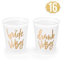 xo, Fetti Bachelorette Party Bride Vibes Cups - Gold, 16 Count, 16 Oz. | Bridal Shower, Engagement Party Decoration and Bride To Be Gift