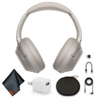 Sony WH-1000XM3 Wireless Noise-Canceling Over-Ear Headphones (Silver) Bundle with USB Adapter and More