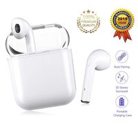 Bluetooth Headset, Bluetooth 5.0 Wireless Earbuds, Built-in Handsfree Microphone and Charging Case, Noise Reducing 3D Stereo, in-Ear Headphones for Apple Airpods Android/iPhone