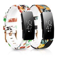 Koreda Compatible Fitbit Inspire/Inspire HR Bands Women Men, 2 Pack Soft Silicone Floral Print Band Bracelet Strap Replacement for Fitbit Inspire/Inspire HR Smartwatch