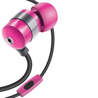 GOgroove AudiOHM HF Earbud Headphones with Mic, Deep Bass, Comfortable Ear Gels (Pink) in-Ear Earphones Featuring Noise Isolating Design, Durable Alloy Driver Housing, Ergonomic Angled Fit