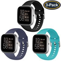 QIBOX Bands Compatible with Fitbit Versa/Versa Lite/SE, Soft Silicone Breathable Replacement Sport Wristband Women Men Accessories for Versa Smartwatch Large Small 3-Pack