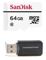 SanDisk 64GB High Endurance Video Monitoring Card (SDSDQQ-064G-G46A) Bundle for Dashcam and Surveillance Video with Adapter with (1) Everything but Stromboli (TM) Card Reader