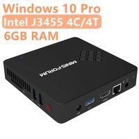 Desktop Mini PC Quad-Core Intel Celeron Apollo Lake J3455 Processor (up to 2.3GHz),6G DDR3/eMMC 64GB Windows 10 Pro (64-bit) HDMI&VGA HD Display 2.4G+5G Dual WiFi USB 3.0/BT 4.2 DIY M.2 NGFF SSD