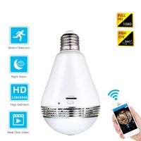WiFi Bulb Security Camera - Wireless Cam Night Vision Fisheye LED Light 360° Panoramic Remote View, Motion Detection for Home Baby Pet Monitor