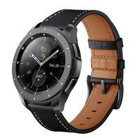 Galaxy Watch 42mm Band, Gear Sport Band, Gear S2 Classic Bands, Maxjoy 20mm Leather Replacement Strap for Samsung Galaxy Watch 42mm/Gear Sport SM-R600/Gear S2 Classic SM-R732 SM-R735 Smartwatch, Black