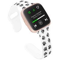 Slim Bands Compatible with Fitbit Versa 2 Women Small Large, Thin Pattern Flowers Leopard Silicone Writband for Fitbit Versa/Versa lite/Versa SE/Versa 2 (Small, White^Dog)